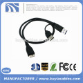 USB 3.0 um macho para micro USB 3.0 Y cabo para HDD móvel disco rígido preto